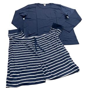 LAKE Men's Long Sleeve Pima Navy Breton Shirt Striped Pants Set XXL